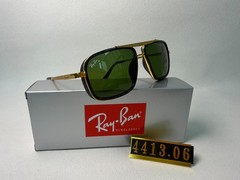 Ray-Ban RB4413 Navigator Sunglasses, Black & Gold Frame, Green G-15 Lens