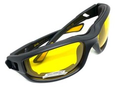 Men’s MOTORCYCLE Riding Padded Safety Protective Yellow Lens SUN GLASSES GOGGLES