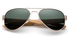 Pilot Sunglasses Bamboo Wood Temple Retro Chic