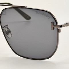 Tom Ford Sunglasses TF1249-K 08A Shiny Gunmetal Navigator Frame Gray Lens 61mm