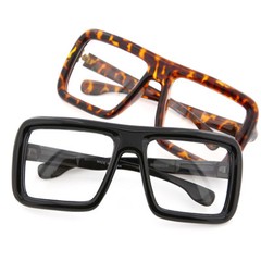 Large Retro Nerd Oversized Square Thick Frame Clear Lens Glasses for Unisex