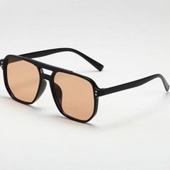 Vintage Square Sunglasses UV400 Men Women Big Frame Designer Shades Black Lens