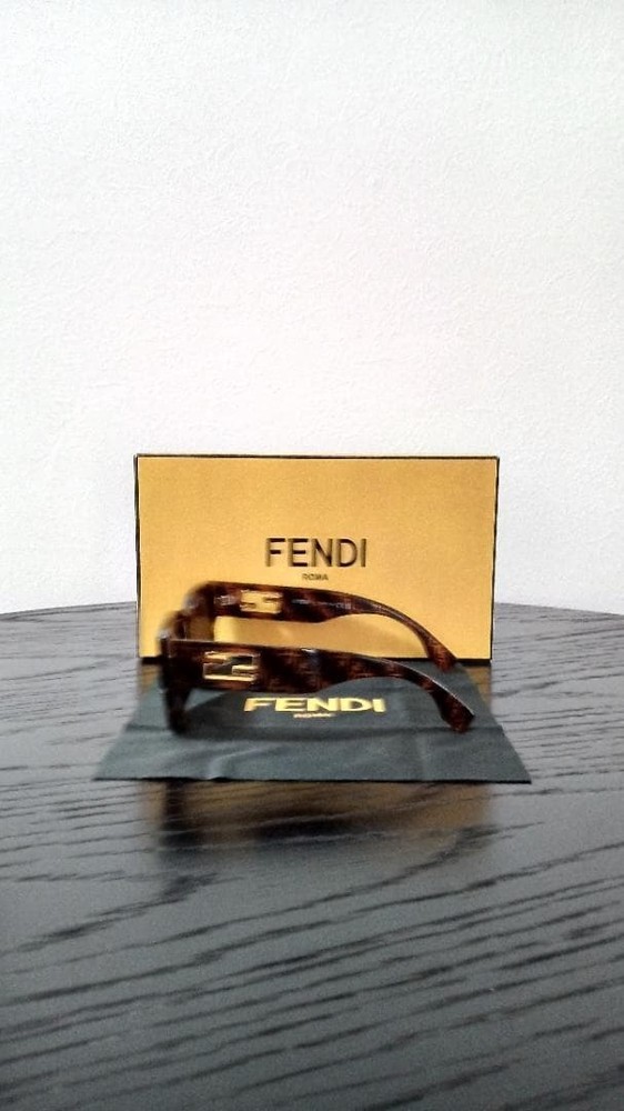 FENDI Tortoiseshell Logo Sunglasses Brown Classic Retro Mod 51mm