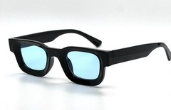 Men Sunglasses Hip Hop Style Classic Square Thick Frame Black and Blue Lens New