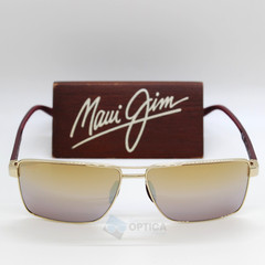 NEW Maui Jim PIHA Polarized Sunglasses Shiny Gold Burgundy Dual Mirror DGS621-16
