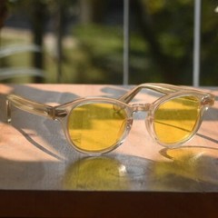 Vintage yellow sunglasses johnny depp flesh acetate glasses Men yellow glasses