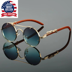 Vintage round Sunglasses Men Fashion Double Bridge Multicolor Shades Women Retro