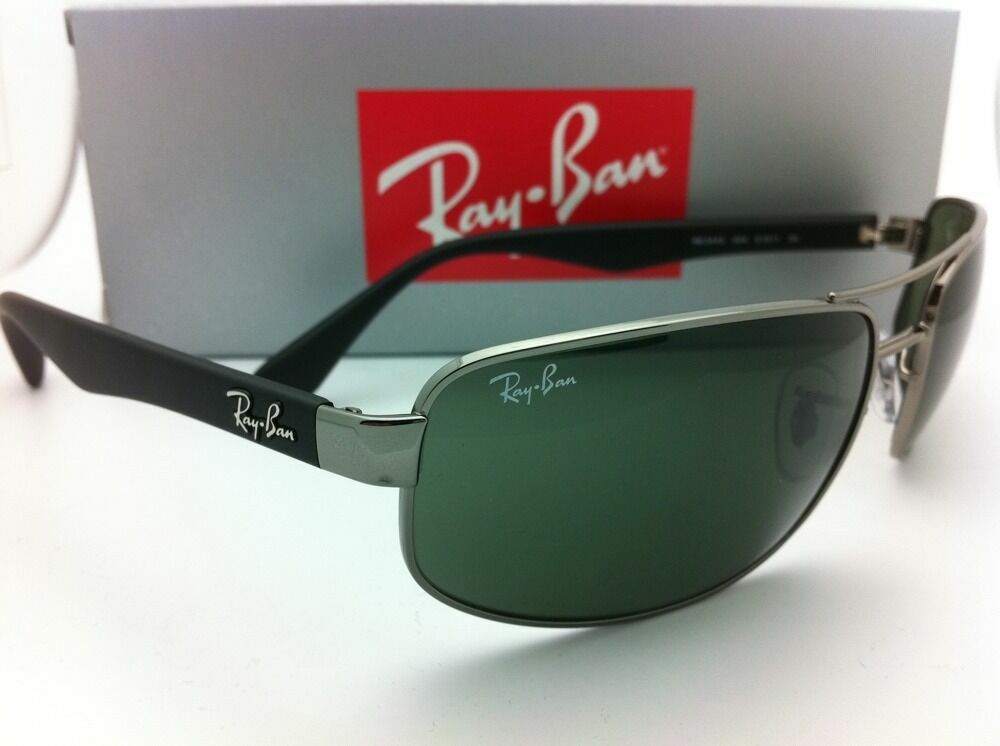 New Ray-Ban Sunglasses RB 3445 004 61-17 Gunmetal & Black Frames w/Green Lenses