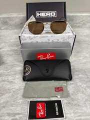 RAY BAN | NEW | HEXAGONAL LARGE | FLAT LENS | 3548N 001 – 57 | GOLD | BROWN