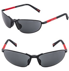 PRADA 55Z Linea Rossa Sport Sunglass Black Red Stripe Narrow Wrap PS55ZS 55ZS