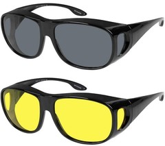 Yogo Vision Fit Over Wrap Sunglasses Polarized Lens Wear Over Eyeglasses 100% UV