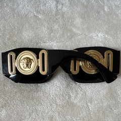 Versace Unisex “Biggie” Black Sunglasses with Gold Medusa