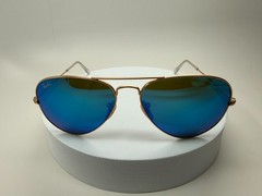Ray-Ban RB3025 color 112/17 Aviator, Gold Frame Blue Mirror Lenses, size 58 -NEW