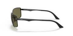 Ray-Ban RB3498 002/9A Black Green Polarized 61mm Rectangle Sunglasses