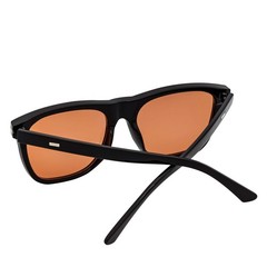 RHO – Classic Large Horn Rimmed Gloss Black Sunglasses Orange Lens