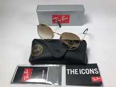Ray-Ban RB3447 Round Metal Sunglasses Polished Gold Frame Brown Lens 50mm Unisex