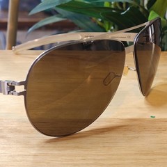 Mykita Sunglasses Men Aviator # 1 “Adam” Germany Silver Frame Brown Lens