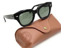 Ray-Ban RB2186 Black 901/31 49mm State Street Square Sunglasses Green Lenses
