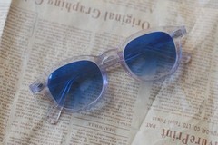 Brand Handmade blue gradient Sunglasses Men crystal glasses Johnny Depp Glasses