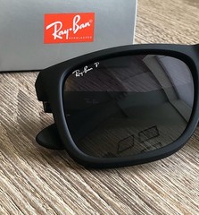New Ray-Ban Justin RB4165 54MM Black Grey Gradient Polarized Sunglasses