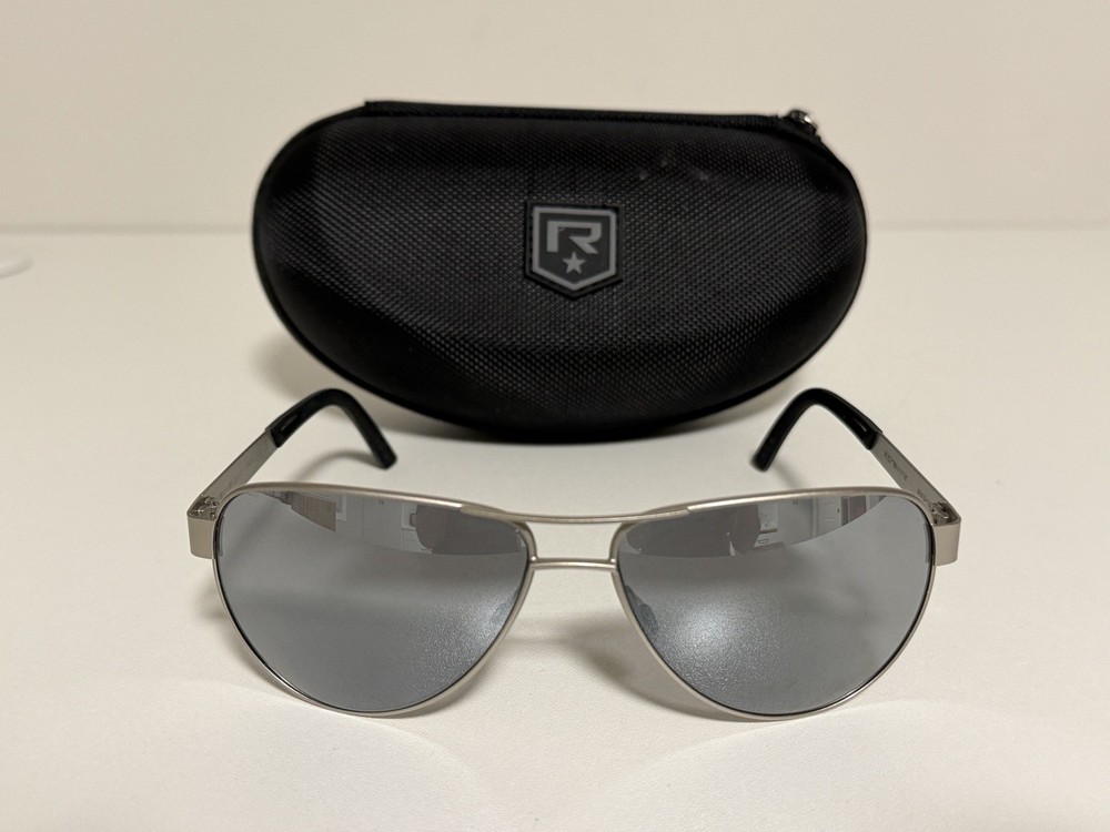 Revision Military Alphawing Aviator Sunglasses Silver Stainless Steel 59-13-125