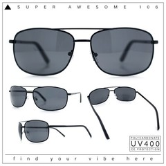 Mens Air Force Classic Narrow Rectangle Officer Cop Metal Rim Sunglasses