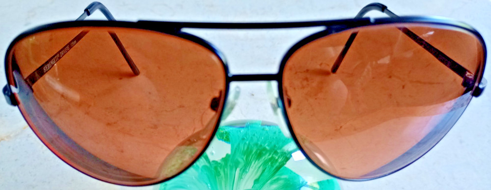 VTG SERENGETI DRIVERS CORNING OPTICS 135MM AMBER JAPAN BLACK AVIATOR SUNGLASSES