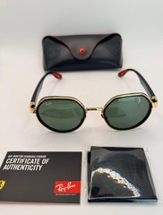 Ray-Ban RB3689 Scuderia Ferrari Sunglasses – Gold/Black Frame Green Lenses