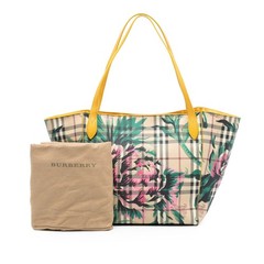 Burberry Small Haymarket Check Coated Canvas Floral Print Canterbury Tote Multi