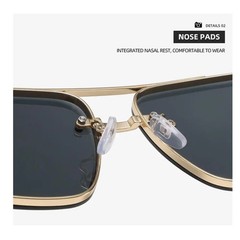 Men’s Metal Sunglasses Square Half Frame Rice Nails Casual Trend Personality