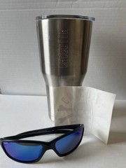 CALCUTTA Palm Sunglasses, 30 Oz Stainless Steel Tumbler, & Skull & Bones Sticker