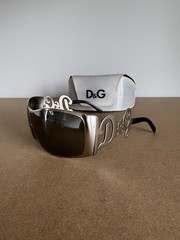 Vintage Dolce & Gabbana DG 6019 Metal Big Logo Mask Shield Sunglasses Retro Y2K