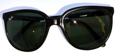 Vintage BAUSCH & LOMB RAY-BAN Black Sunglasses Frame France Nylon Green Lens