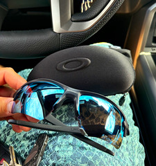 Oakley Flak 2.0 Wrap Sunglasses Black Frame Blue Mirrored Lens OO9188-5859