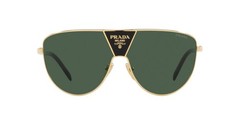Prada PR 69ZS 5AK05V Shield Sunglasses Gold Green Lens Logo Unisex
