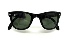 RAY BAN Sunglasses WAYFARER FOLDING Shiny Black Green G15 RB4105 50-22 Returned