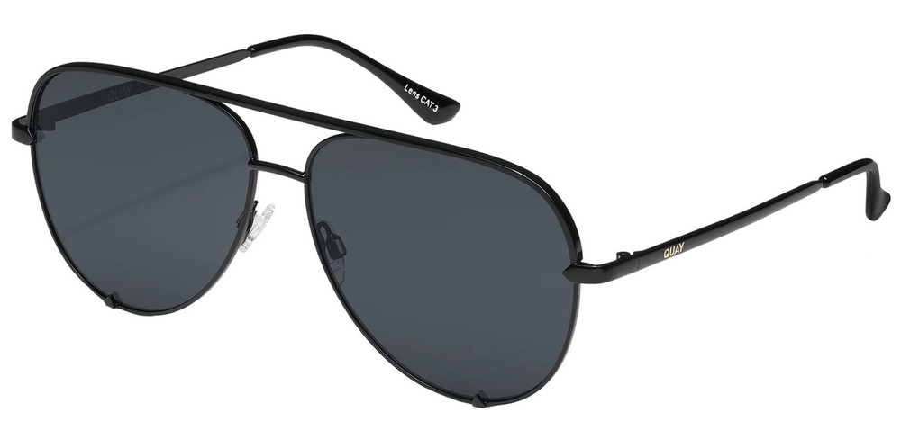 Quay High Key Polarized Matte Black Aviator Sunglasses – QC-000268-BLKSMK