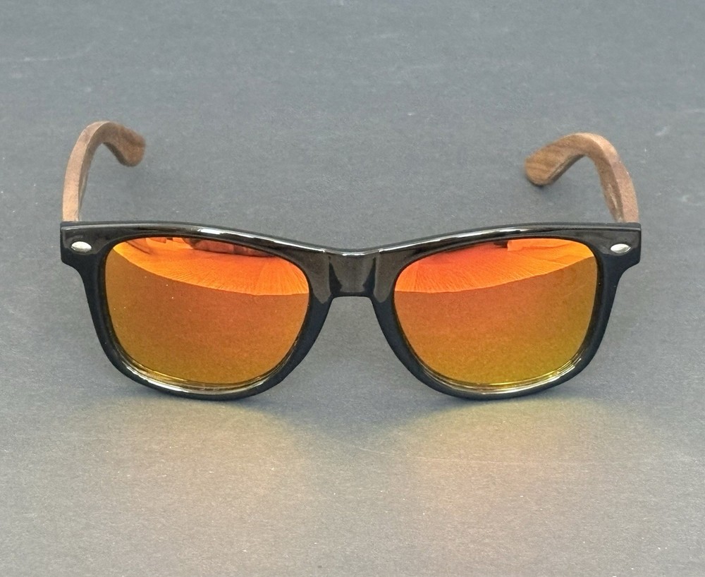 BARCUR Wooden Polarized Natural Wood Sunglasses – Orange Lens, UV Protection