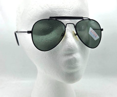Vintage Small Black Aviator w Top Bar Sunglasses 1980s, 135mm temple, NOS, China