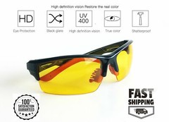 TAC HD Night Vision Glasses Men Women Driving Aviator Anti Glare Safety Glasses