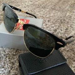 unused RAY BAN Sunglasses Folding Club Master RB2176 901 51-21