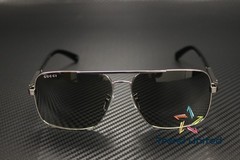 GUCCI GG1289S 001 Rectangular Metal Ruthenium Black Grey 62 mm Men’s Sunglasses