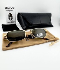 HAVVS HV68127 C Polarized Sunglasses Men Gold Tortoise Frame Dark Green Lens