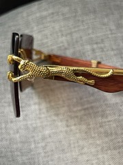 Sunglasses Unisex Square Wood Grain Style Frame Brown UV 400 Gold Tone Cheetah