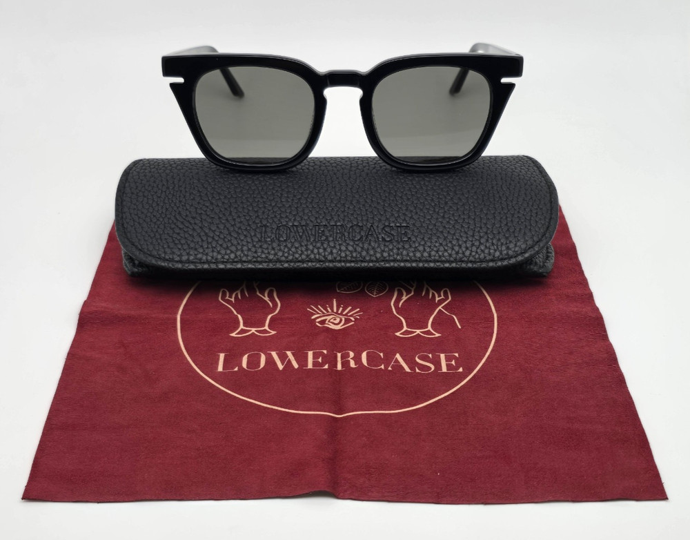 Lowercase Roseland Gloss Black Frame Flat Grey Lens Sunglasses w/ Case 49-22-149