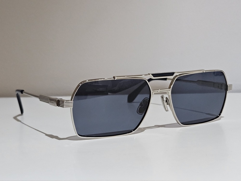 Ferragamo SF332SP P42 Men Sunglasses Titanium Polarized SilverBlue Made In Italy