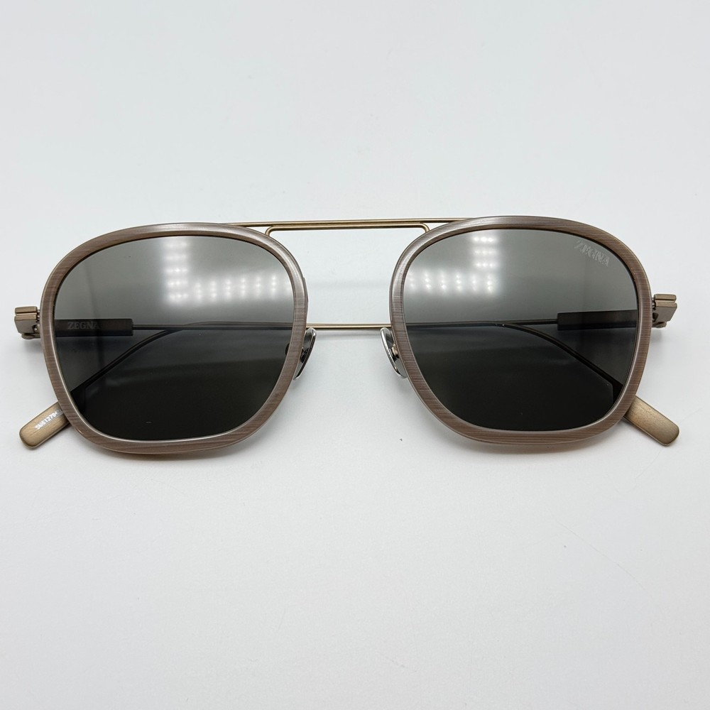 Ermenegildo Zegna Sunglasses EZ0306 59D Beige Brown Frame Smoke Lens 51mm New
