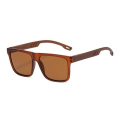 Square Sunglasses Wood Grain Frame UV400 Driving Outdoor Retro Style Glasses