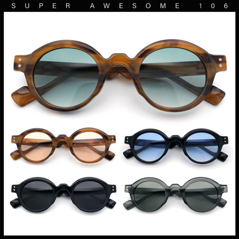 Mens Thick Plastic Round Oval Keyhole Horn Rim Hipster Vintage Style Sunglasses