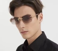 Luxury Men Diamond Rimless Celebrity Sunglasses Design Brand Fashion Style Italy